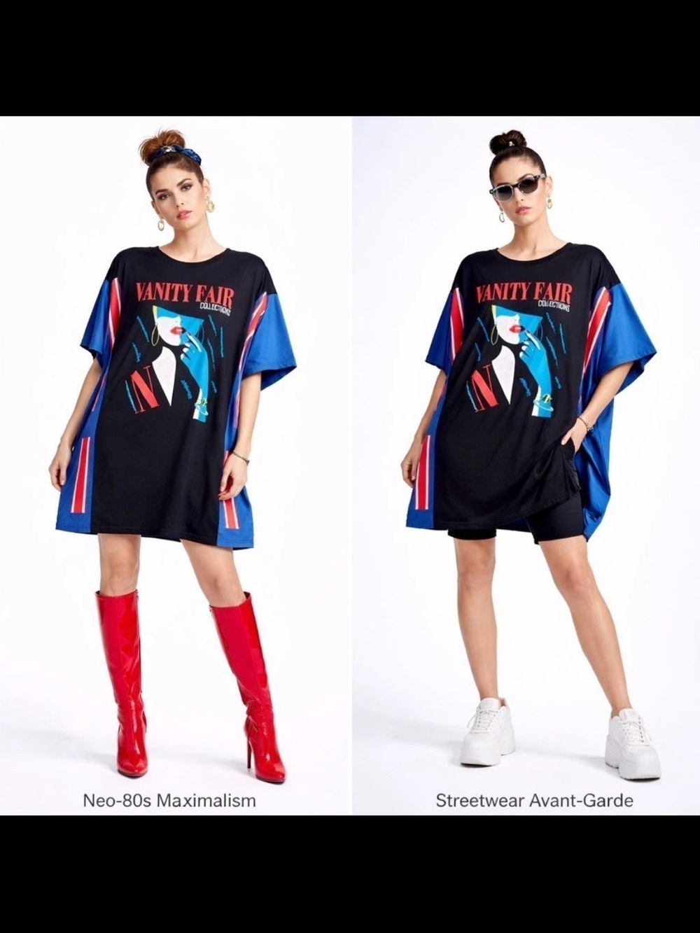 Ellazhu Vanity Fair Collections Shirt Dress Oversized One Size Art Deco Graphic